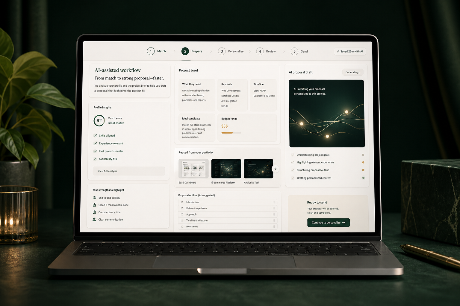 AI-assisted proposal workspace for freelancers